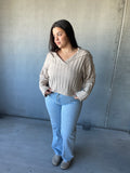 SEE YOU IN THE MORNIN SWEATER TOP- TAUPE