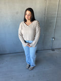SEE YOU IN THE MORNIN SWEATER TOP- TAUPE