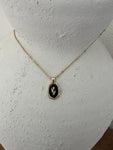 BLACK FLOWER NECKLACE- 14k GOLD PLATED