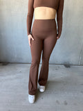 I AM "BEAUTIFUL" ACTIVE SCRUCH FLARE LEGGINGS- BROWN